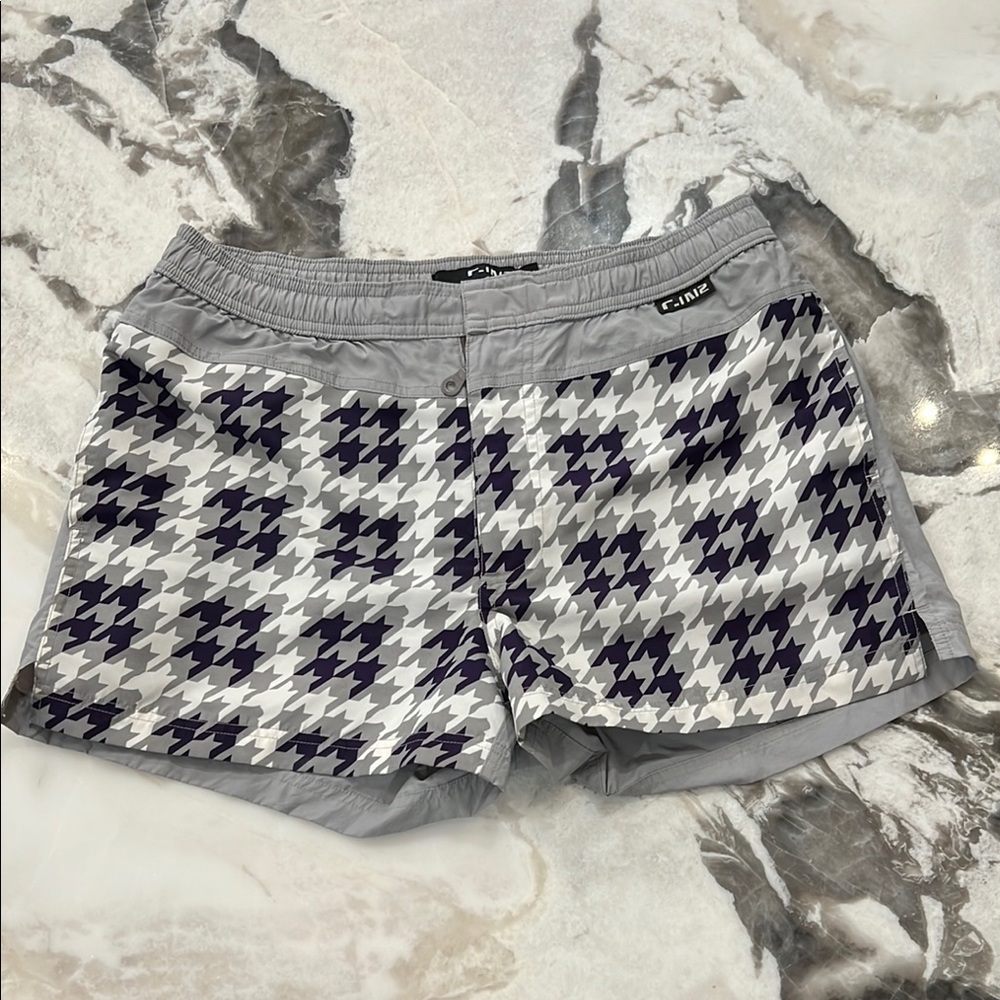 Men’s C-IN2 Gray and Purple Houndstooth Swim Trunks